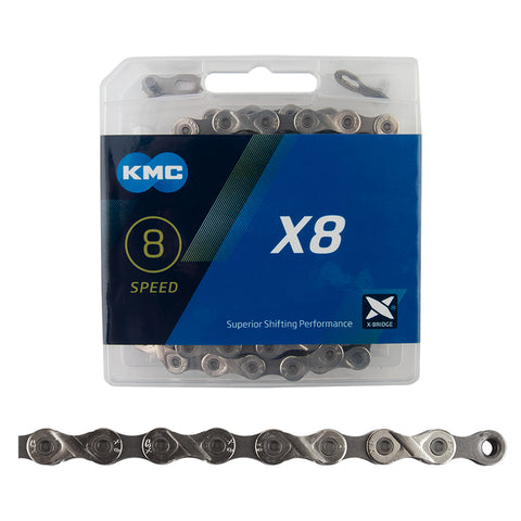 KMC X8 6/7/8 Speeds Silver/Dark Silver 116L freeshipping - Onlinebike.store