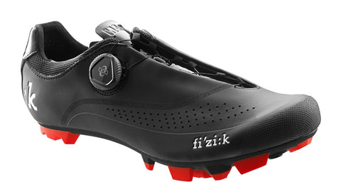 Fizik Men's M4B Uomo Shoes BOA - Black/Black With Red Trim freeshipping - Onlinebike.store